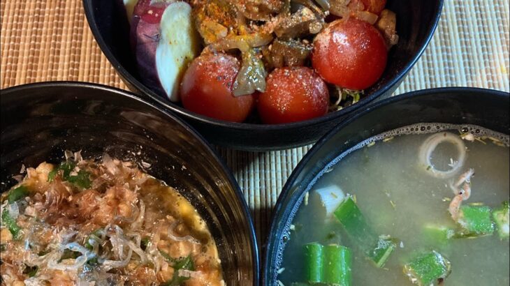 おじさん飯で健康に成る♪😊腸活激うま最高の三品って何だ⁉️納豆ピーマン丼など　#ひとり飯