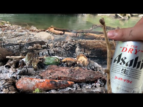 ソロキャンプでキャンプ飯食べたよ！すわ【バイク/BBQ/焚火/キャンプ飯/野宿/ビール】