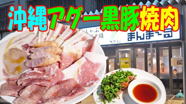 アグー黒豚専門【１人晩酌】沖縄黒豚ホルモンで一人焼肉！豚タンたたきがメチャ旨​​​​​​≪肉≫≪焼肉≫≪飯≫まんまーる