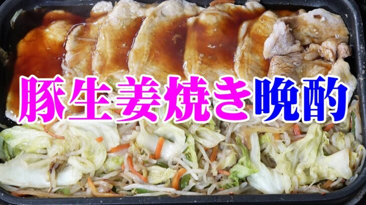 豚しょうが焼き定食【一人晩酌】豚料理の定番！ブタ生姜焼きと特盛もずくで定食晩酌するよ～！≪肉≫≪飯≫≪焼肉≫