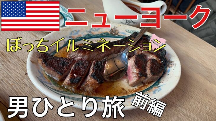 【ニューヨーク】男ひとり旅　一人でダイカーハイツのイルミネーションに行ってきました　アメリカのステーキは最高【２０２４年１月】