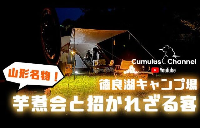 【ソロキャンプ】山形県徳良湖キャンプ場でひとり芋煮会！からの真夜中の招かれざる客に心臓ドキドキの恐怖体験！