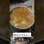 焚き火でカレー作り #camp #アウトドア #ソロキャンプ #food #焚き火