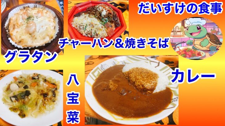 【だいすけの食事】ひとり飯にぴったりな家カレーそしてグラタン＆チャーハンを食べるのだ！